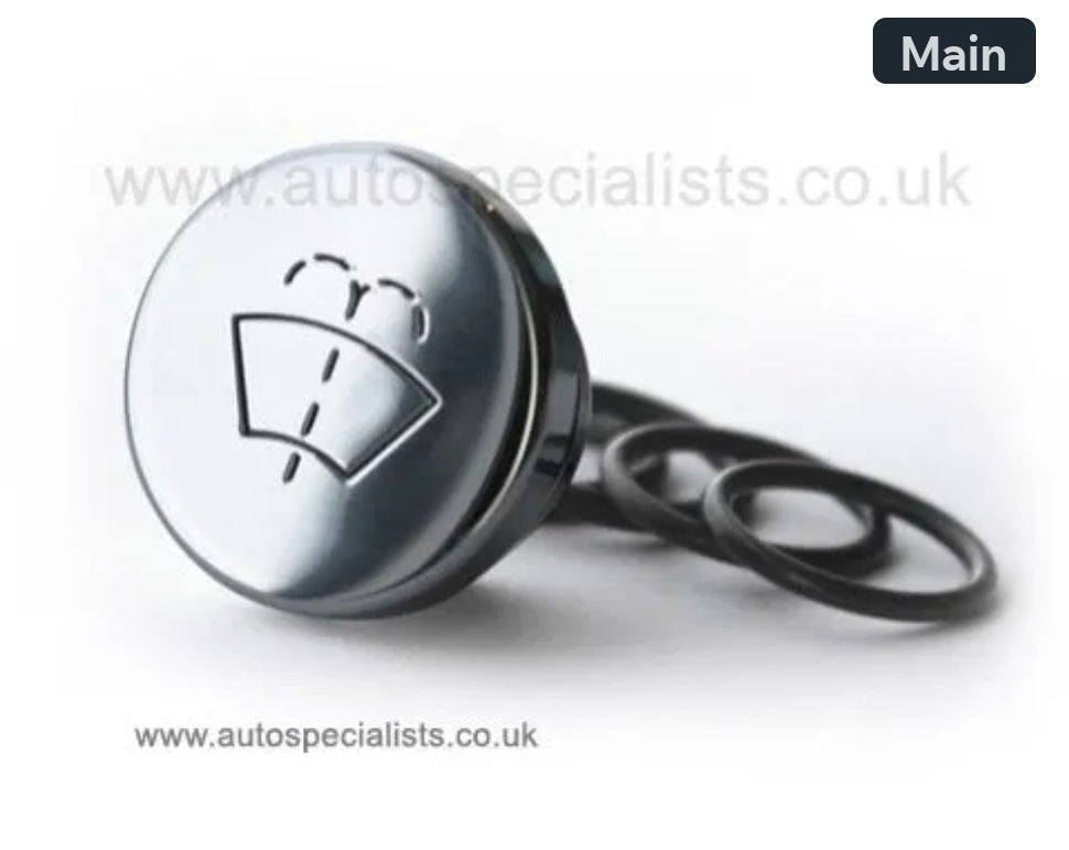 AUTOSPECIALISTS ROUND PRO-SERIES SATIN BLACK WASHER BOTTLE STOPPER WITH LOGO - #from Airtec, Pumaspeed & Laird Performance#- CCS-Essex