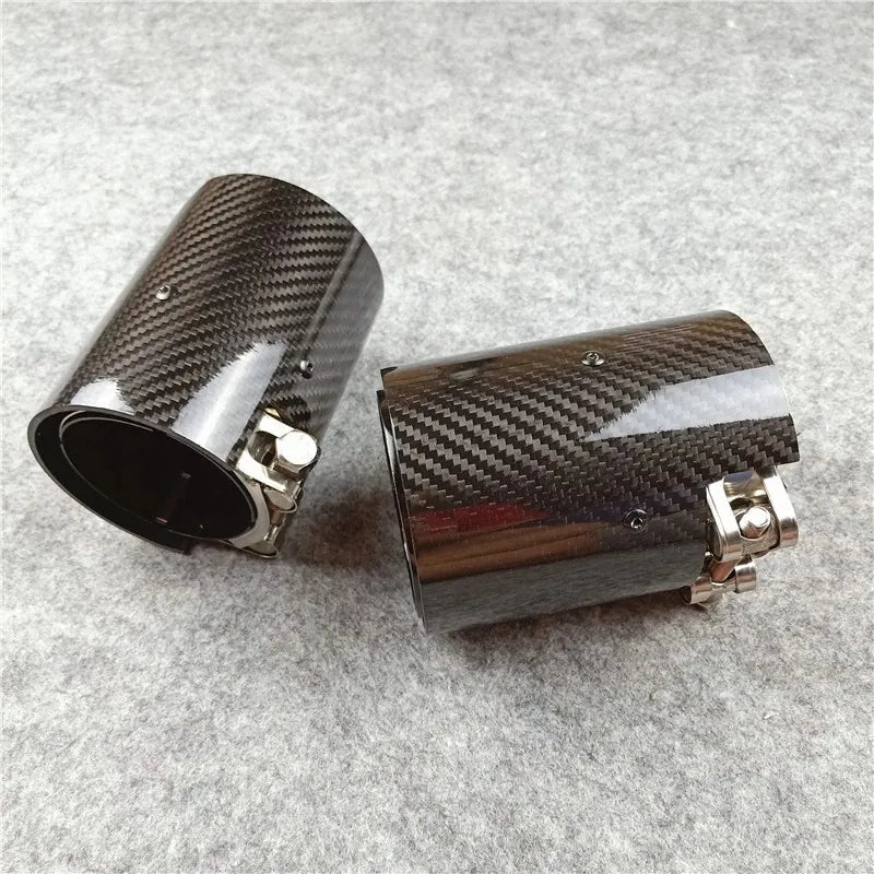 BMW M Logo Carbon Fibre or Gloss Black Exhaust Tips x 2 - #from Airtec, Pumaspeed & Laird Performance#- CCS-Essex